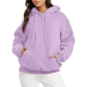 Womens <b>Red</b> Hooded Sweatshirt 100% Cotton Knitted Casual Pullover With Kangaroo Pocket Full Sleeve Autumn Wear - Product Image 6
