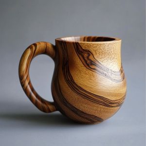 Mug à café en bois fait main, tasse en bois massif pour thé, bière, jus, écologique, réutilisable, disponible chez Worldwide Supply - Product Image 3