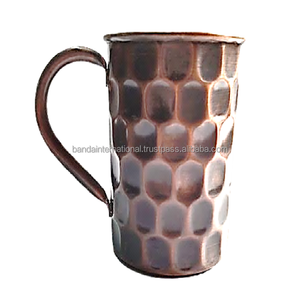 Taza de cobre puro martillada con asa, acabado negro y pulido, para beber y uso en la cocina, taza de cobre a prueba de fugas - Product Image 3