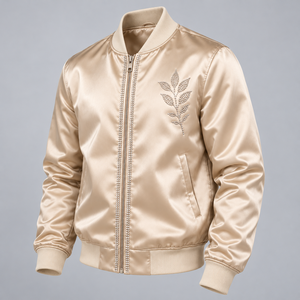 Chaqueta de Satén con Pedrería Personalizada para Hombre, Estilo Bomber Brillante de Primera Calidad, Detalles de Cristales Brillantes, Cuello Acanalado, Ropa Urbana de Moda - Product Image 3