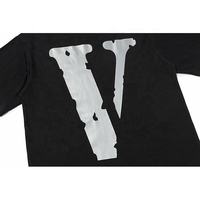 T-shirt à manches courtes pour homme avec imprimé V lumineux au dos, col roulé tricoté décontracté, coupe classique, 100 % coton, gris et noir