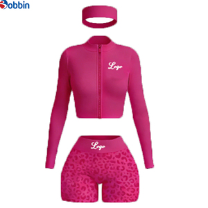 Women's Winter <b>Workout</b> Sets 3-Piece Hip Hop Style Sports <b>Jacket</b> & Gold Zipper Shorts Solid Color Spandex/Cotton Gym Yoga Set - Product Image 1
