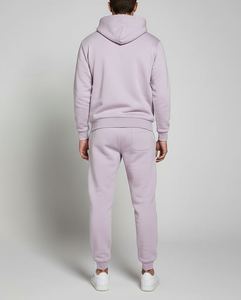 Ensemble de survêtement à capuche pour homme, violet, 100% coton, coupe classique, couleur unie, vêtements décontractés avec poches latérales et taille élastique - Product Image 5