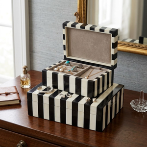Handmade Black White Zebra Bone Inlay Box Striped Design Luxury Jewelry Storage Organizer Decorative Gift <b>Case</b> Home Decor Use - Product Image 3