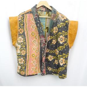 เสื้อแจ็คเก็ตผ้าฝ้ายออร์แกนิค 100% แบบยาว ลายควิลท์ เป็นมิตรกับสิ่งแวดล้อม รุ่น DSC06459 จาก WOODEN BLOCK CRAFT INDIA - Product Image 5