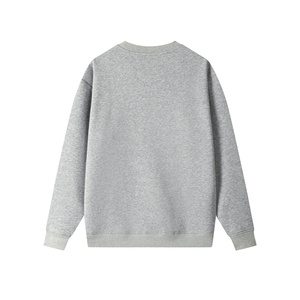 Heavyweight 400 Grams Grey Fleece Pullover Loose Dropped-Shoulder <b>Style</b> Casual Winter Knitted Pullover Plain Dyed Oversized Fit - Product Image 1