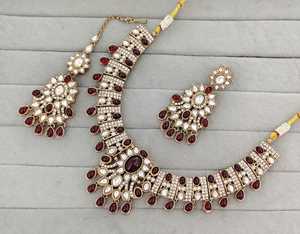 Indian Traditional Antique Gold Plated Kundan Choker Necklace <b>Set</b> Multicolor Gemstone Bead Navratna Style Bridal Jewelry <b>Set</b> - Product Image 1