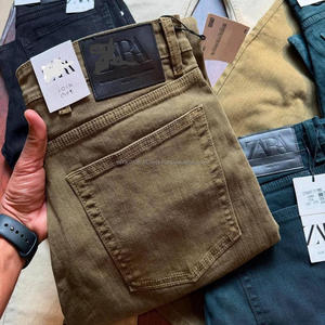 Jeans déchirés à coupe droite longue et croisée, jeans en denim pour hommes, jeans décontractés délavés, en stock, lot - Product Image 4