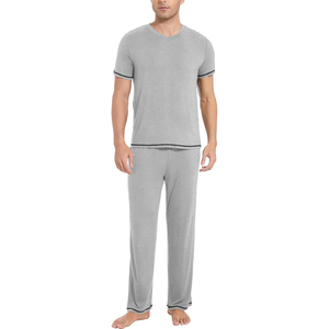 <b>Mens</b> Plaid <b>Pajama</b> Set Soft <b>Flannel</b> Sleepwear Long Sleeve Button Front Shirt Matching Pants Relaxed Home Wear Warm Night Suit - Product Image 1