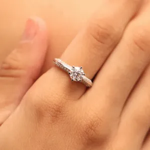 Round Solitaire Engagement Milgrain Labgrown Diamond D-E VVS-VS <b>Ring</b> For Women Pave Band Buy Direct From <b>Indian</b> Trusted Supplier - Product Image 2