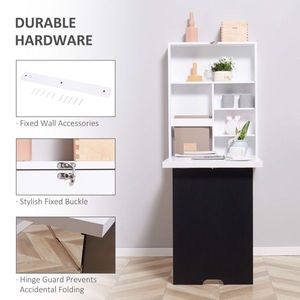 Scrivania Pieghevole da Parete Bianca, Design Semplice, Scrivania per Ufficio, Casa, Camera da Letto o Soggiorno, Realizzata in Legno MDF - Product Image 6
