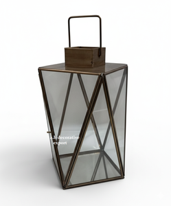 Wholesale Nordic Decorative Glass <b>Lantern</b> for <b>Indoor</b> & Outdoor Living Antique Brass Geometric Glass <b>Lantern</b> for Luxury Home Deco - Product Image 4