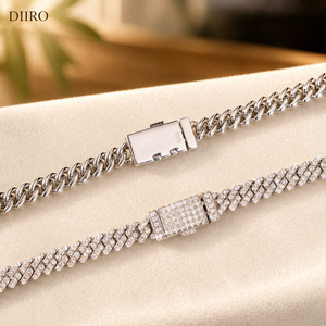 Collier chaîne en argent sterling 925 avec diamants ronds et double halo pavé pour homme – Bijou de soirée - Product Image 2