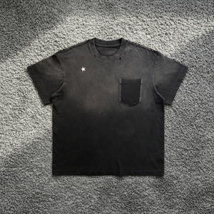 Camiseta Boxy Personalizada con Efecto Desgastado, de Alta Calidad, Transpirable, 100% Algodón, con Impresión Degradada, para Hombre, Verano - Product Image 1