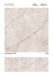 กระเบื้องพอร์ซเลนขนาด 600x600 มม. ผิวด้านพร้อมลวดลายแกะสลัก ให้ความรู้สึกนุ่มนวลทางสายตาและมีโครงสร้างที่เป็นเอกลักษณ์สำหรับพื้นภายใน - Product Image 5