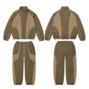 Conjunto de Chaqueta y Pantalón Deportivo de Poliéster Impermeable, Tejido, para Invierno, Estilo Boxy, Cortavientos, para Hombre - Product Image 6