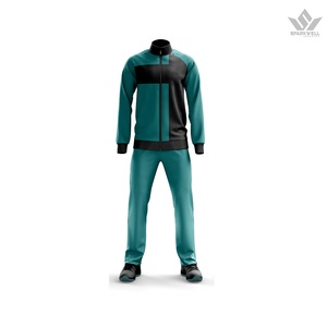 Conjunto Deportivo para Hombre en Color Verde Azulado y Negro, Chaqueta con Cierre Completo y Cuello Alto, Pantalones Deportivos, Ropa Deportiva Informal para Otoño - Product Image 3