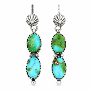 Boucles d'oreilles clous en cuivre vert turquoise, style bohème western, bijoux en pierres précieuses faits à la main, boucles d'oreilles tendance pour femmes - Product Image 6