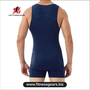 Just Fitness Gears Singlet de lutte pour homme, bleu marine, en Spandex et Polyester, respirant, anti-transpiration, sans coutures, pour adulte - Product Image 3