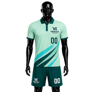 Uniforme de Fútbol Personalizado, Conjunto de Camiseta Polo y Pantalones Cortos, Transpirable, de Poliéster de Secado Rápido, con Rayas Diagonales, Ajuste Universal, para Entrenamiento de Equipos, China - Product Image 4