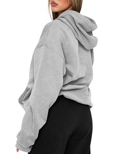 Sudadera con capucha para mujer, personalizada con logo, de poliéster/algodón, manga regular, holgada, al por mayor, estilo urbano, color liso - Product Image 2