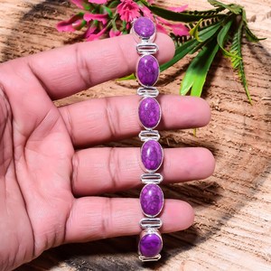 Bracelet en agate violette fait main, bracelet infini en argent, bijou minimaliste en pierre violette, cadeau pour elle - Product Image 3