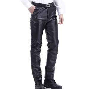Pantalon en cuir pour homme, coupe slim, en similicuir PU durable, style streetwear décontracté, avec taille confortable et design moderne - Product Image 5