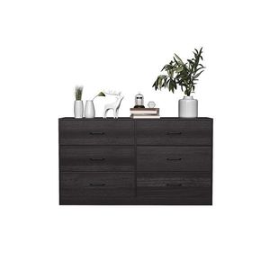 Black Particleboard & Non-Woven Fabric Veneer 134*40*67cm Double Row 3 Layers 6 Drawers Cabinet Organizer Triamcinol Coating - Product Image 6