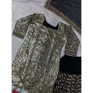 Women's Beautiful <b>Party</b> Wear <b>Top</b> Plazzo Dupatta Set with Embroidery Work - Product Image 6