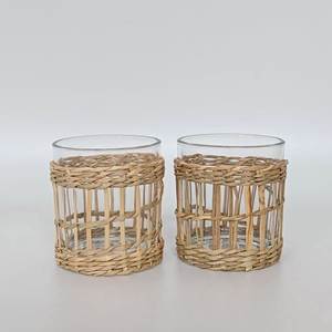 Premium Handwoven Hyacinth Tumbler Holder For Rustic <b>Table</b> Decor And Stylish Home <b>Kitchen</b> Organization - Product Image 1