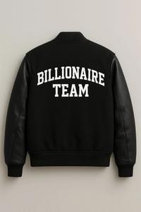 Chaqueta Varsity Negra Letterman Billionaire Team con Cuello Alto, Estilo Urbano, Transpirable y Resistente al Viento, Logotipo Frontal - Product Image 2