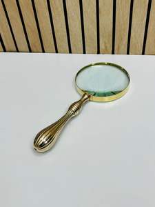 Loupe de poche de 4 pouces avec poignée en laiton massif et cadre en laiton |   Loupe de lecture et d'inspection en verre optique - Product Image 2