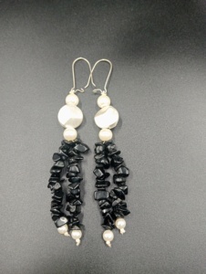 Amaira Jewels Butterfly Drop <b>Earrings</b> Gold Plated <b>Red</b> Beads Black Chips Freshwater Pearl Minimalist Women's Dangle Party - Product Image 5