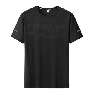 T-shirt décontracté à manches courtes pour homme, grande taille, été, fin, uni, anti-boulochage, séchage rapide, col rond, en tissu tricoté 180 grammes, vierge, taille US - Product Image 2