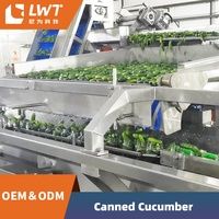 Ligne de production automatique de mise en conserve pour concombre mariné avec laveur de produits en conserve et en boîte, pasteurisateur, échangeur de chaleur