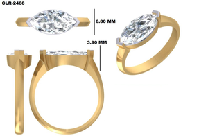 Anillo de compromiso y boda vintage de oro amarillo macizo de 14K para mujer con moissanita de 2 quilates de corte marquesa y engaste de media montura - Product Image 6