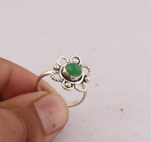 Natural Green <b>Jade</b> <b>Ring</b> 925 Sterling Silver Vintage Style Genuine Green Gemstone <b>Ring</b> for Women Handcrafted Boho Fine Jewelry - Product Image 6