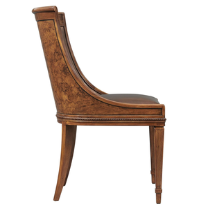 Luxury Burl Wood <b>Dining</b> <b>Chair</b> Antique Solid Wood Side <b>Chair</b> with Brown Synthetic Leather Upholstery for High Projects 1404442 - Product Image 4