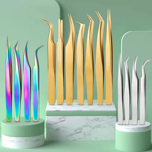 1 Pince à Épiler Dorée pour Extensions de Cils en Acier Inoxydable, Pince de Précision 3D pour Application d'Extensions de Cils - Product Image 2