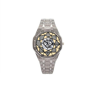 Reloj de Lujo Ecológico para Hombre, con Fecha Automática, Moissanita, Acero Inoxidable, Estilo Hip Hop, con Cristales - Product Image 1