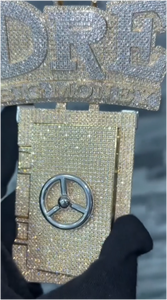 Colgante de Cadena con Nombre Personalizado de Moissanita VVS, Estilo Hip Hop, con Diamantes Baguette Engastados, Letra Inicial 3D, Joyería - Product Image 4