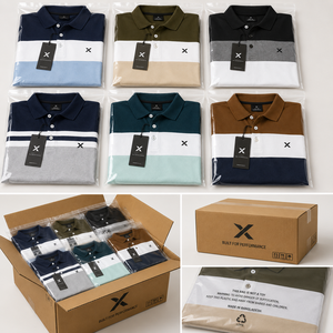 <span class=keywords><strong>Polo</strong></span> décontracté à manches courtes pour homme X Sports <span class=keywords><strong>City</strong></span>, couleur unie, respirant, 100 % coton tricoté, polos d'été rayés et color-block - Product Image 6
