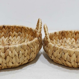 Ensemble de paniers ronds classiques en jacinthe d'eau durable avec poignées, plateaux de rangement multifonctionnels pour la salle de bain, la cuisine, le salon, décoration - Product Image 3