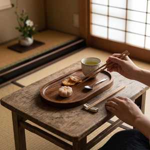 Oval Wood Luxury Tea Serving Tray Coaster Polished Tabletop Plate for Tea Drinks Snacks Party Home Restaurant - Product Image 3