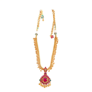 Matte Gold Polish Necklace Set with Golden Gungurus - Product Image 2