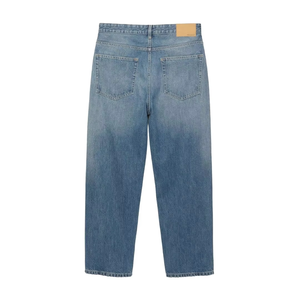Jeans décontractés pour hommes, taille mi-haute, coupe ample, en denim bleu foncé, évasés à jambe large, respirants, teint uni, pour hommes et femmes, Fabricant - Product Image 4