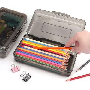 1 Pack Clear Plastic Pencil Box with Snap-Tight Lid <b>Large</b> Capacity Stackable Storage <b>Bin</b> Stylish Office Supply - Product Image 1