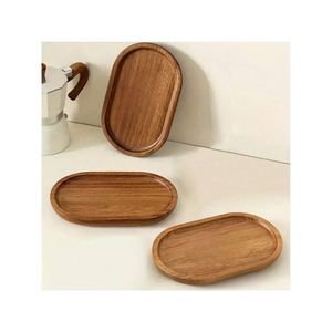 Plateau de service ovale en bois de chêne massif fait main, plateau décoratif pour table basse, plateau de présentation de luxe pour la nourriture, pour hôtel, restaurant, maison - Product Image 3