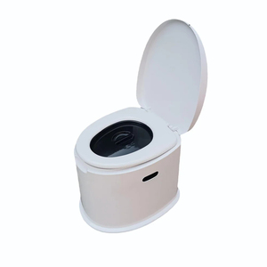 <b>Portable</b> Modern Commode Toilet <b>Seat</b> with Lid Smooth Finish for Home Use - Product Image 1