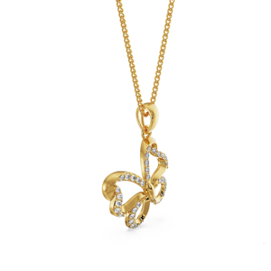 Collar con Colgante de Flor de Diamantes en Oro Amarillo con Piedras Redondas de Corte Brillante Engastadas en Canal y Cadena de Caja, Joyería de Lujo Unisex - Product Image 2